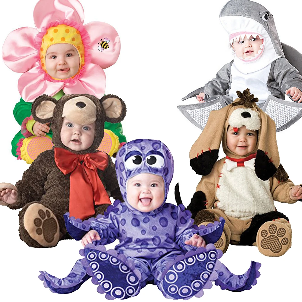 Unisex Kangaroo Dog Fancy Dress Infant Dragon Shark Lobster Bunny Poodle Dog Animal Onesie Cute Pink Monster Baby Costume