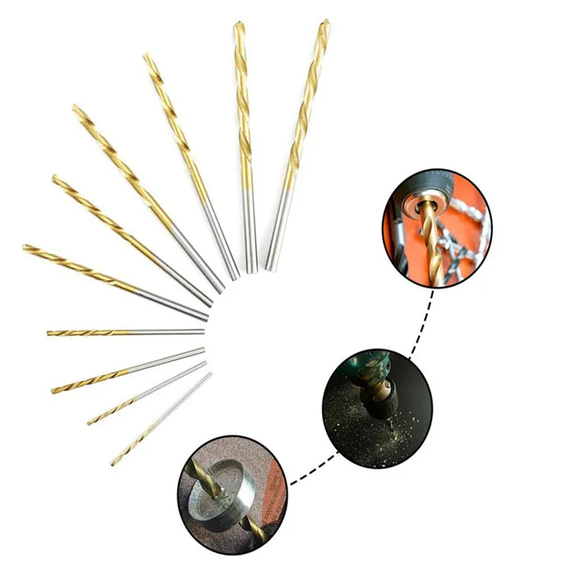 Forets à revêtement en titane, 50 pièces, HSS, acier rapide, jeu de mèches, outils électriques de haute qualité 1/1.5/2/2.5/3mm