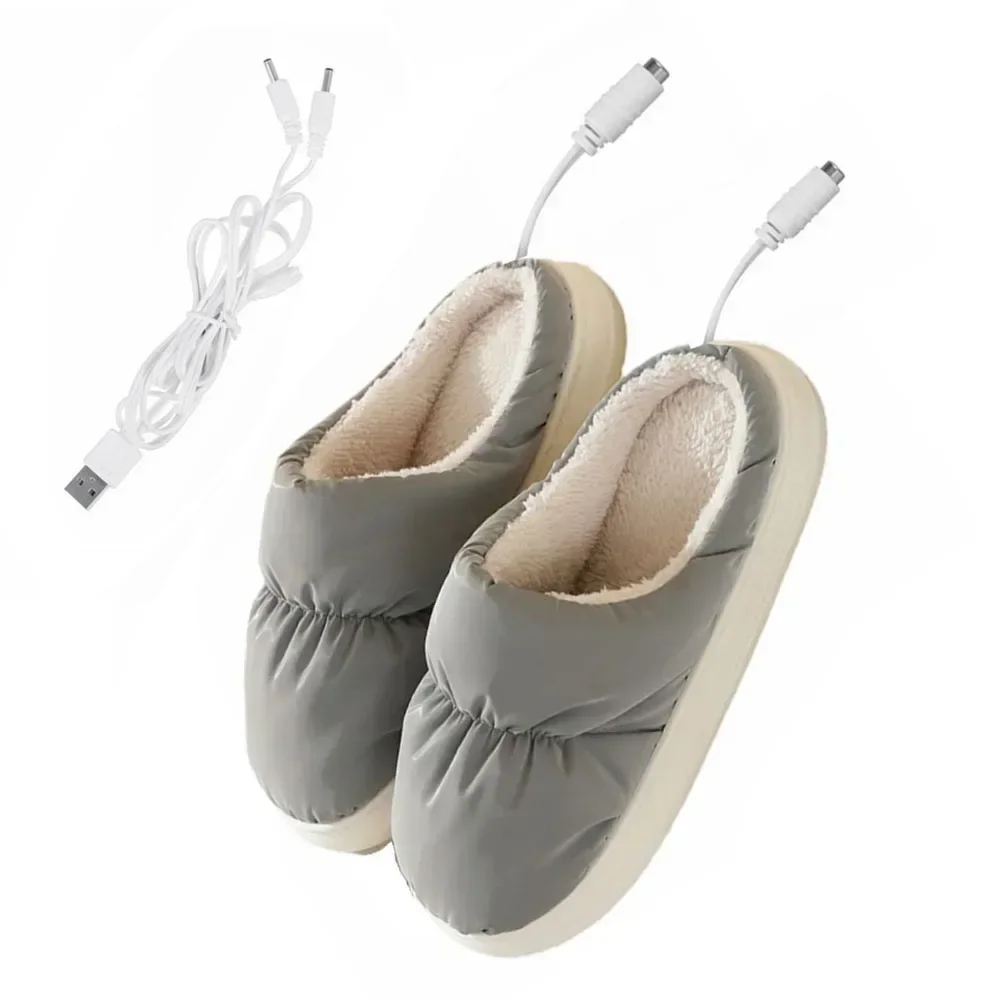 Plush Heated Slippers Stay Warm and Comfortable in Cold Weather USB Rechargeable Foot Warmer for Men and Women