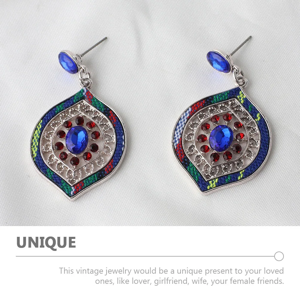 

Bohemian Necklace Earrings Set Women Ethnic Fashion Jewelry Chunky Gold Pendant Choker Necklace Blue Prom