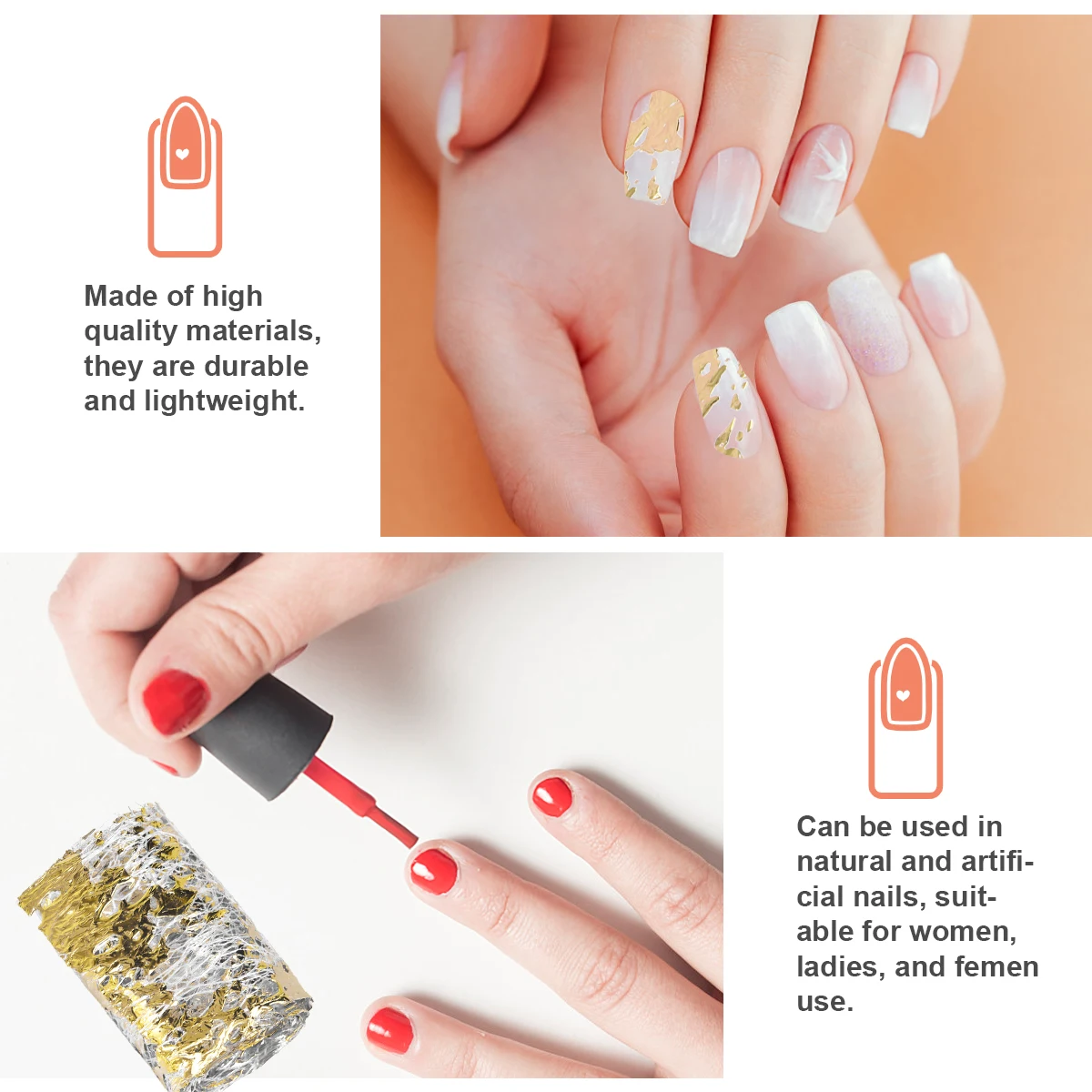 

Gold Silver Foil Mesh Nail Art Decor Lightweight Durable Gel Fingernail Embellishments Accessories Glitter Flakes DIY Manicure