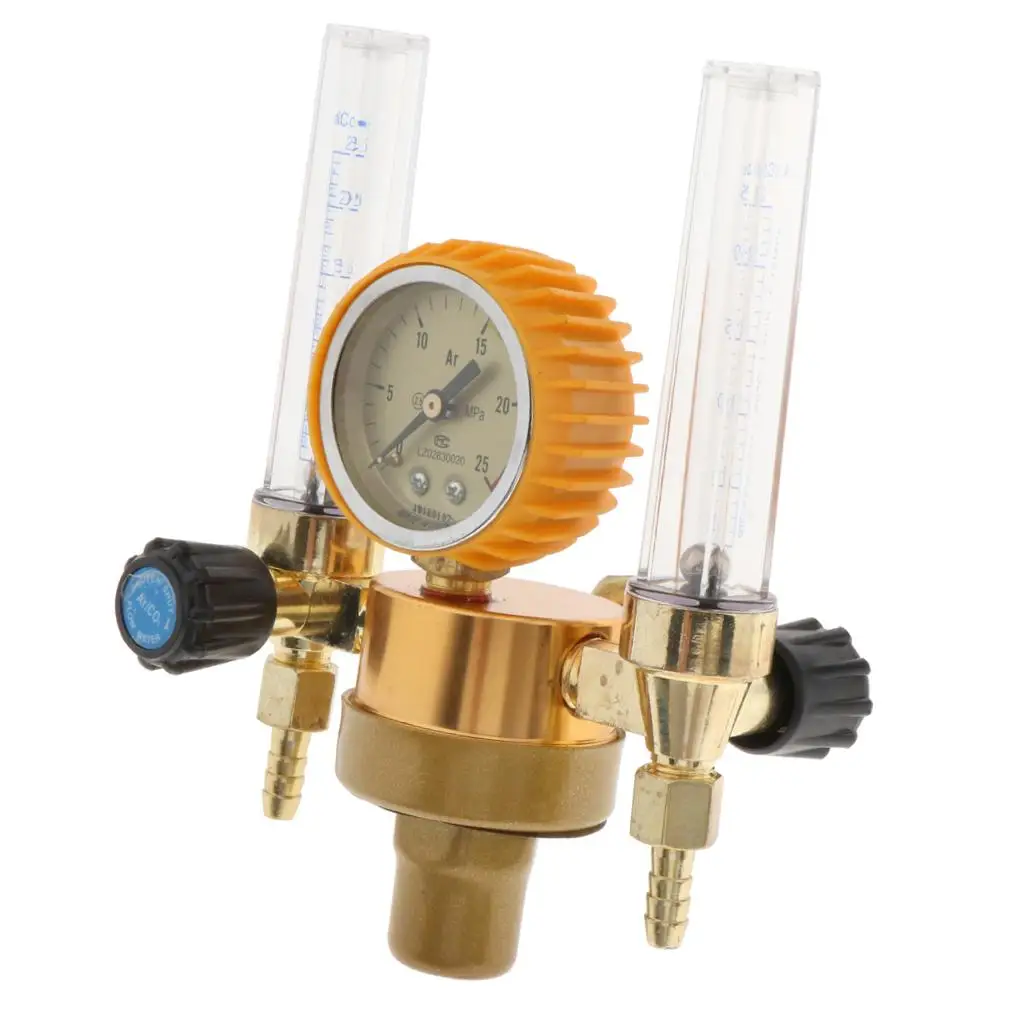 1개 올코퍼 아르곤 CO2 미그 듀얼 튜브 가스 조절기 게이지
