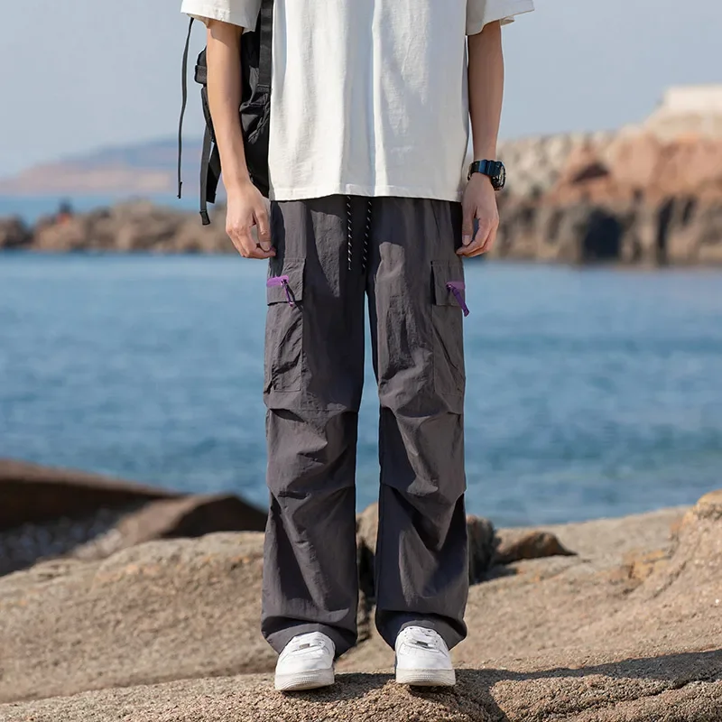 Spring Summer 2025 Couple Pants Mens Loose Straight Trouser Multi Pocket Cycling Outdoor Mens Cargo Pant