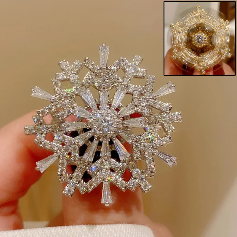 Женские дизайнерские булавки для лацканов, вращающиеся роскошные украшения, блестящие булавки из циркония, Аксессуары для платья, подарка