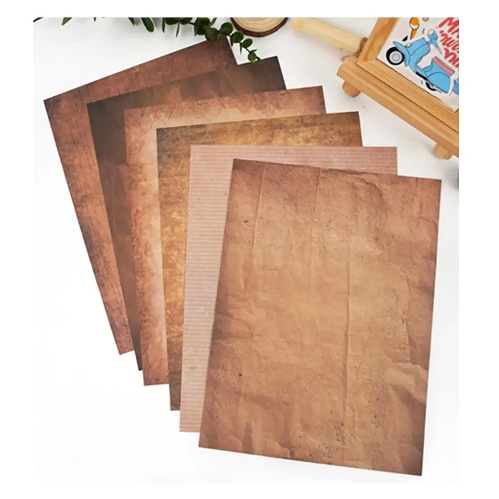 

48PCS Creative A4 Letter Paper Brown DIY Scrapbooking Printing Paper Double Sides Craft Decorative Material Paper Scrapbook
