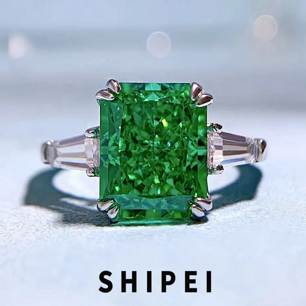 

SHIPEI Luxury 925 Sterling Silver Crushed Ice Cut 4CT Paraiba Tourmaline Gemstone Ring for Women Gift Fine Jewelry Wholesale