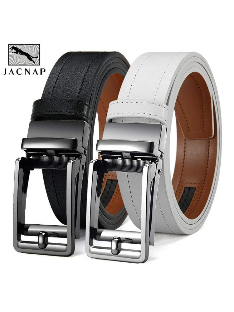 Ceinture en cuir à la mode pour hommes, ceinture en cuir de haute qualité pour affaires, boucle automatique, ceinture à cliquet réglable au hasard