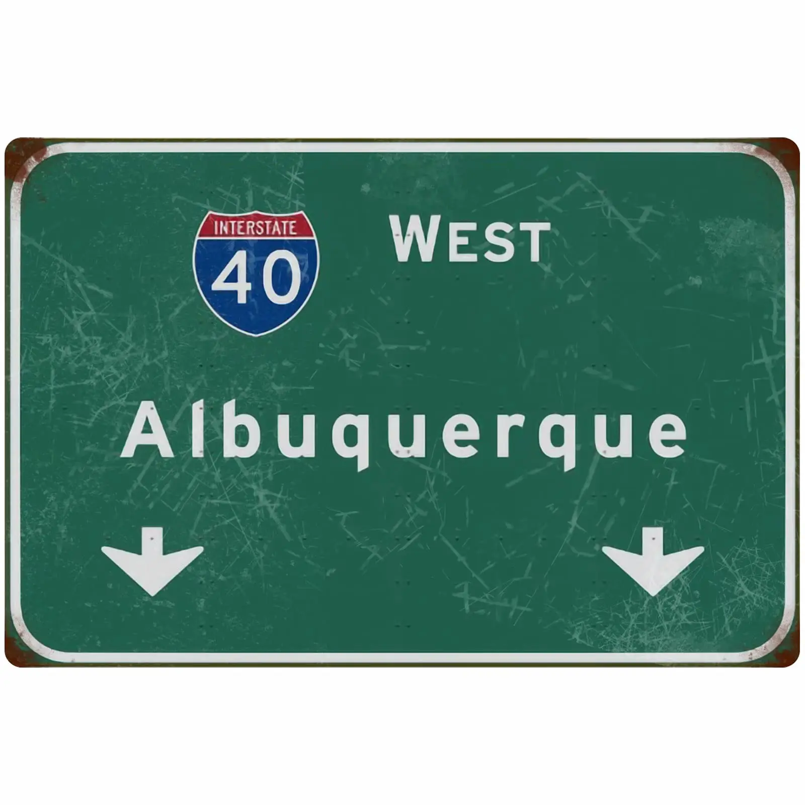 Bakaevsm Tin Sign Vintage West Albuquerque Interstate 40 Direction Sign Indication Sign Metal Sign Airport Highway Bar Club Wall