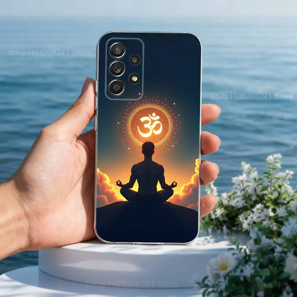 Indian Yoga A-Aum O-Om para Samsung A51,71,30,S10,9,20,Ultra,FE,Lite, S23,21,22,PIus,transparente,funda de silicona para teléfono