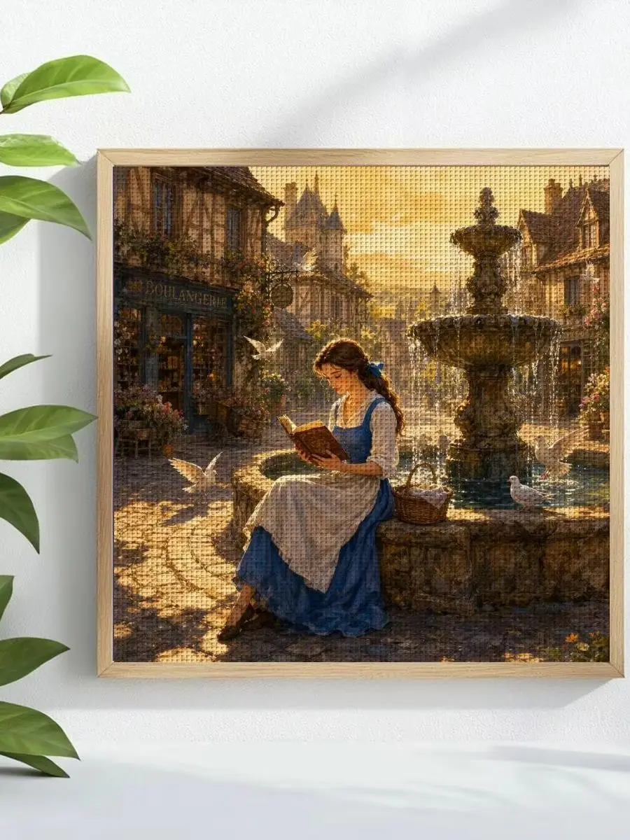 1 Stück 30X30CM/11,8 Zoll Elegante Frau Gestempeltes Kreuzstich-Set DIY-Set 11/14/16CT DIY-Stickset DIY-Kreuzstich-Set – Detail 1
