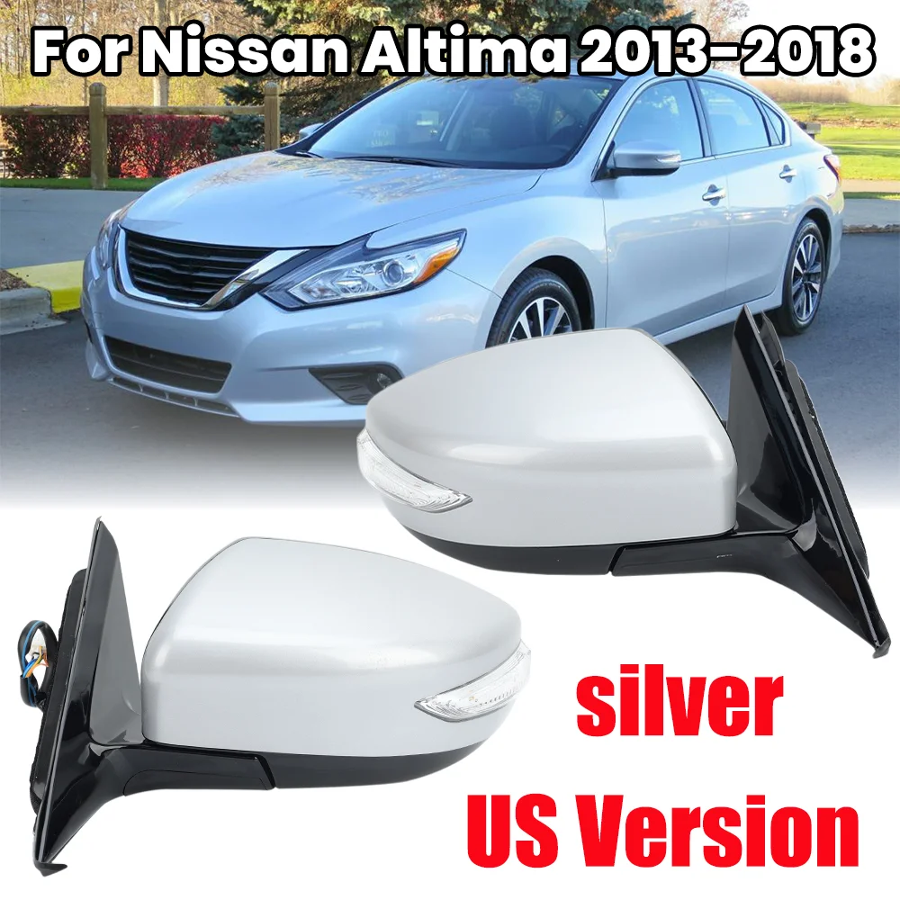 

6Pins Rearview Mirror Assembly For Nissan Altima 2013-2018 US Version Silver Turn Signal Heated Side Door Mirror Car Accessories