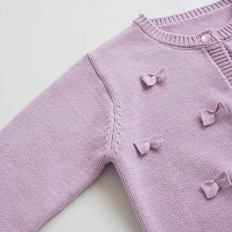 2024 New Autumn Baby Girls Knitting Cardigan Coat Kids Knitted Cardigan Long Sleeved Solid Color Casual Loose Sweater Coat