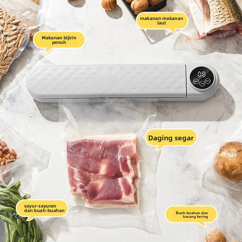 HUIBAOGE Vacuum sealer for home use, automatic air extraction food bag sealer, dual-use for dry and wet food, mini plastic
