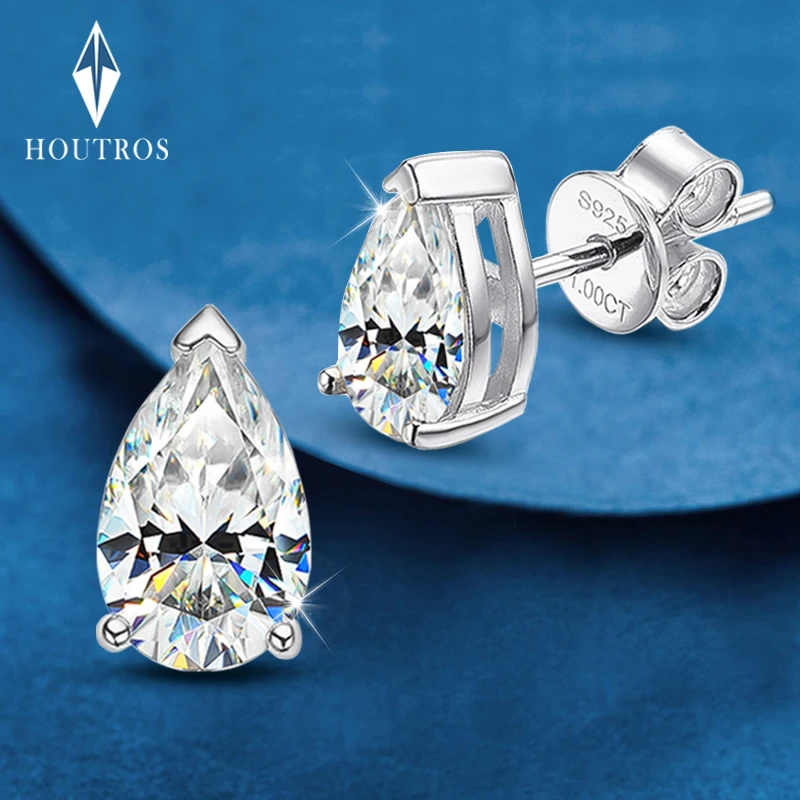 pera corte moissanite brincos para mulheres 100 s925 prata diamante waterdrop stud festa de casamento joias pc pcs 4ct 01