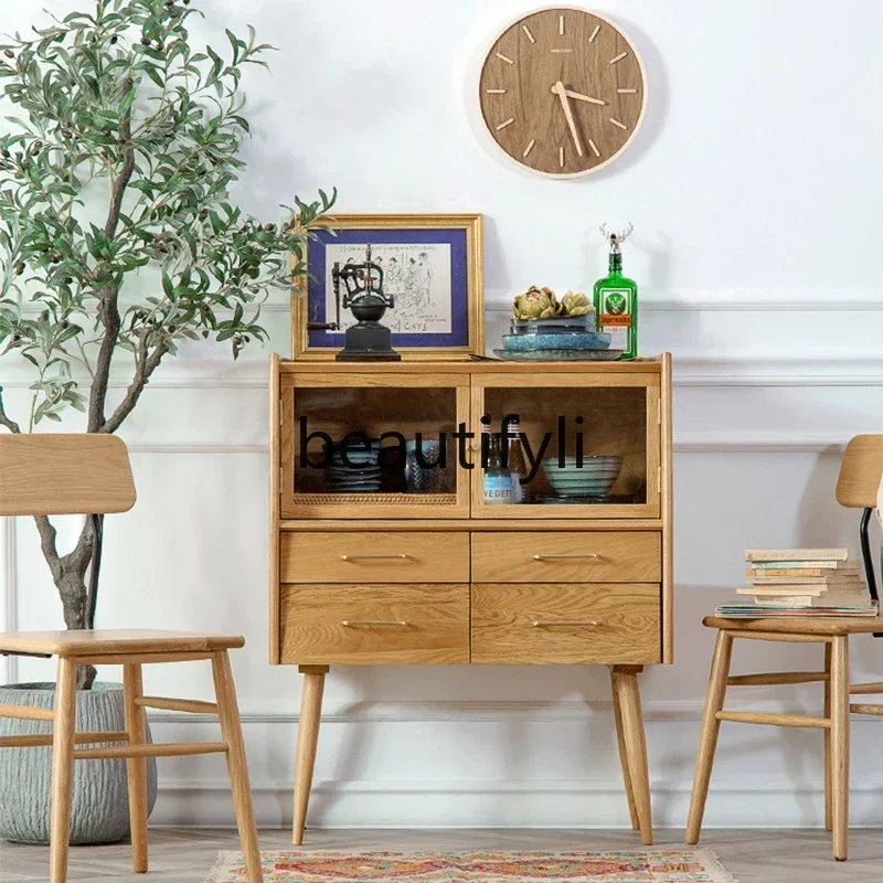 

Asmt14 New Nordic solid wood dining side cabinet, dining preparation cabinet, simple locker, display cabinet, kitchen storage ca