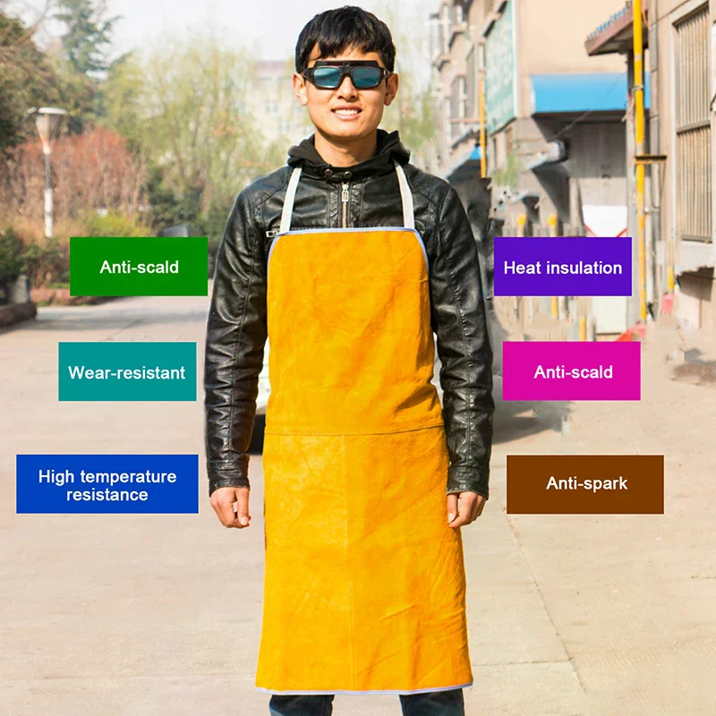 

Washable Wear-resistant Heat Insulation Cowhide Leather Welding Apron Soldering Protective Clothing Blacksmith