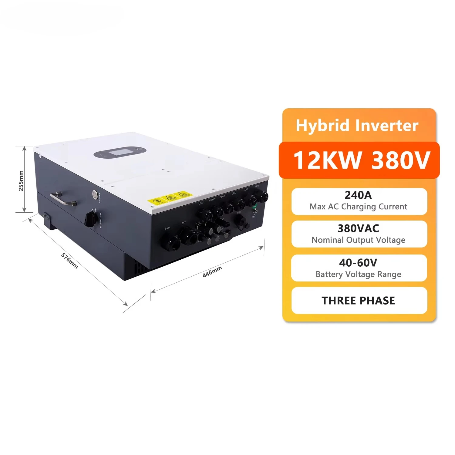 Ip65 3 Phase Smart Dual Output Solar Power Inverter Price 12KW Low Voltage Three Phase Hybrid Solar Inverter for Industry Use