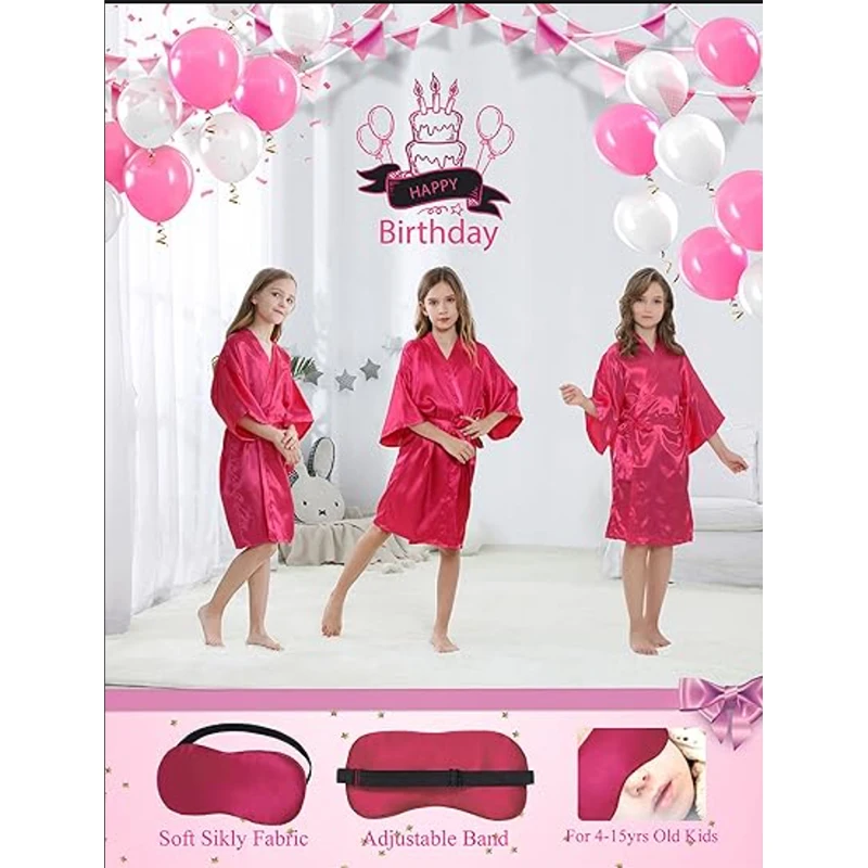 6-15 حزمة سبا حزب الجلباب كيمونو فتاة عيد ميلاد الحسنات الاطفال الساتان البشكير النوم حزب زي لوازم النساء عقال الغمامة
