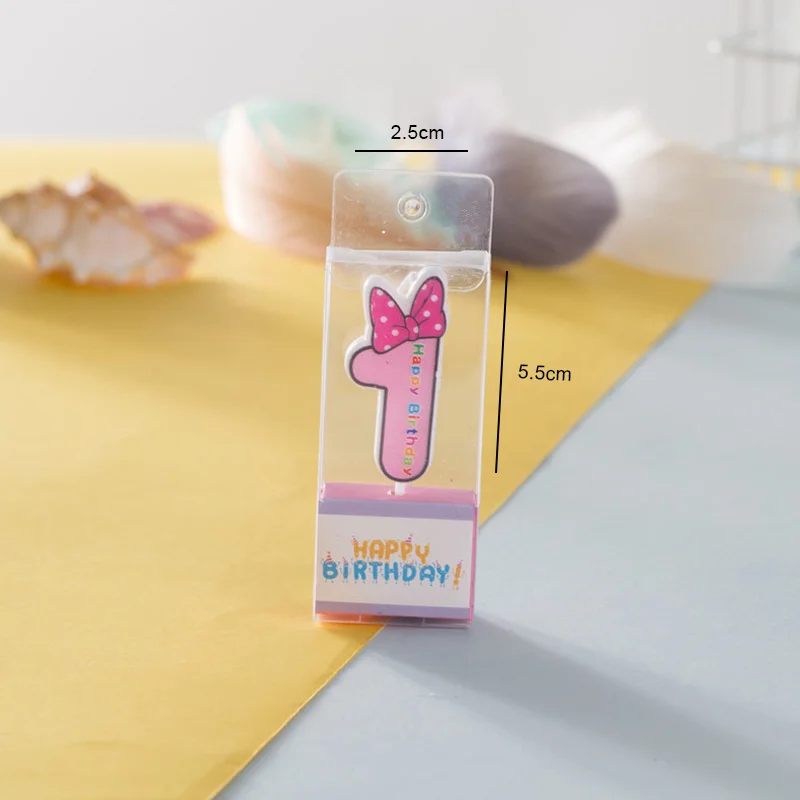Cute Digital Number Candle Bowknot Number Birthday Candles 1 2 3 4 5 6 7 8 9 Kids Birthday Candle Party Decor Cake Candles