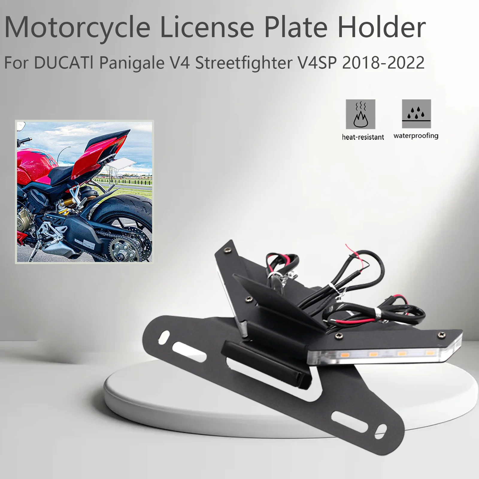 

Motorcycle License Plate Holder with License Plate Light For DUCATI Panigale V4 V4S V4R V2 Streetfighter V4SP 2018-2022 2021