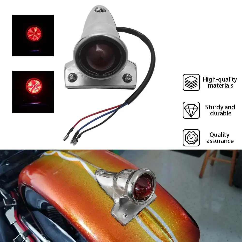 

LED Rear Tail Brake Light Vintage DRL Running Lamp Fits For Harley Bobber Choppers Universal Motorcycle Accessories w/ Bracket