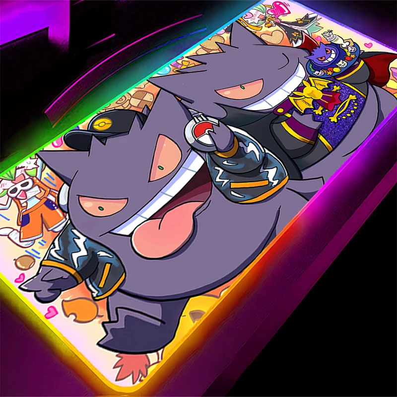 

RGB Mouse Pad Rubber Gaming Accessories LED Keyboard Desk Mat Gamer Carpet 90x40cm Pokemon Gengar Mousepad Backlight Mouse Mats