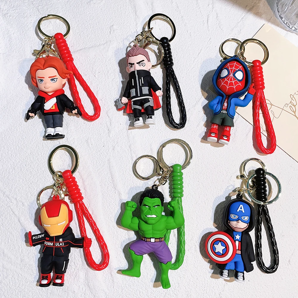 New Popular Movie Superhero Pendant Cartoon Character Spider Man, Hulk, Captain America, Thor Action Doll Keychain Gift