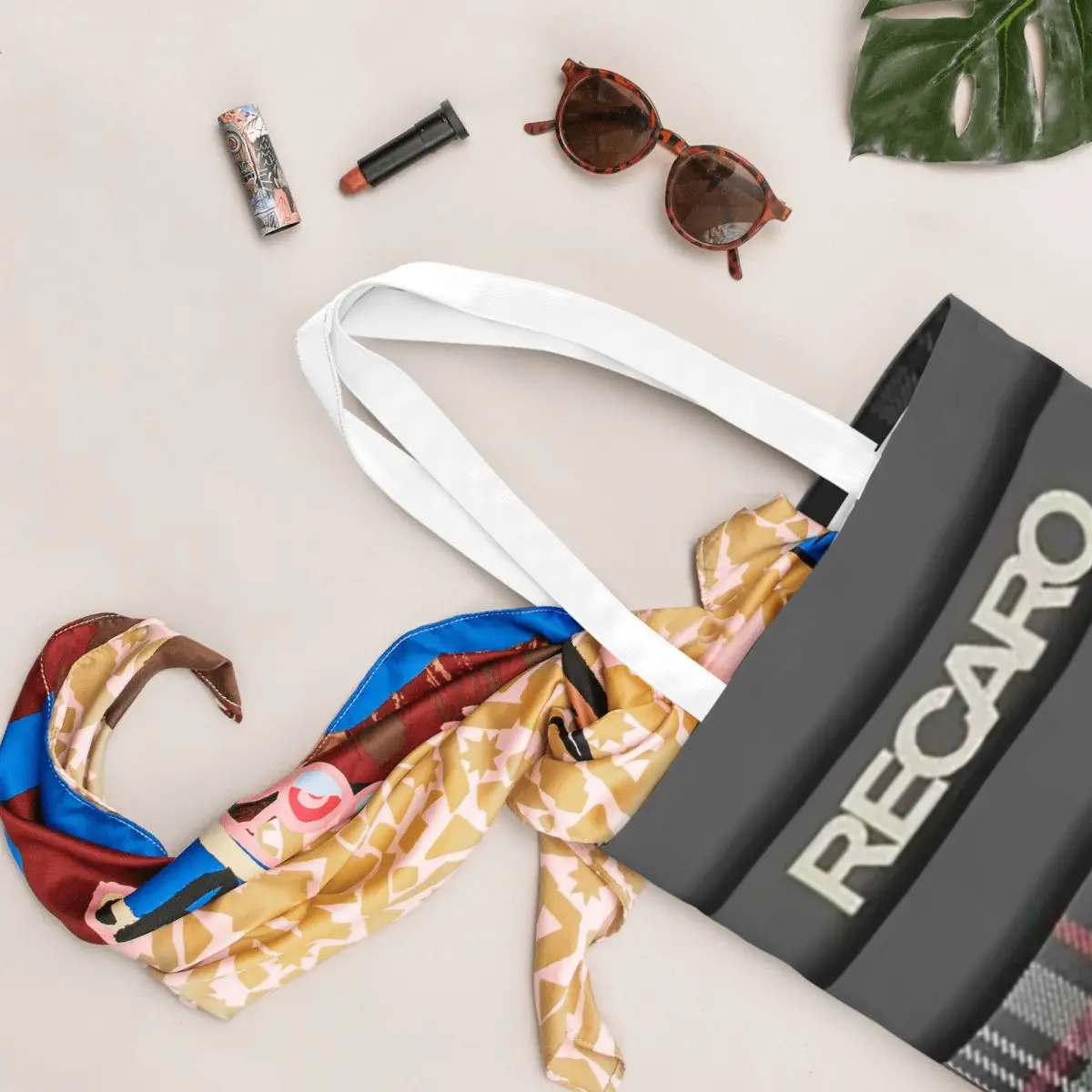 Recaro 3 أكياس تسوق قماش حقيبة حمل قابلة لإعادة الاستخدام للسيدات حقيبة كتف للسفر