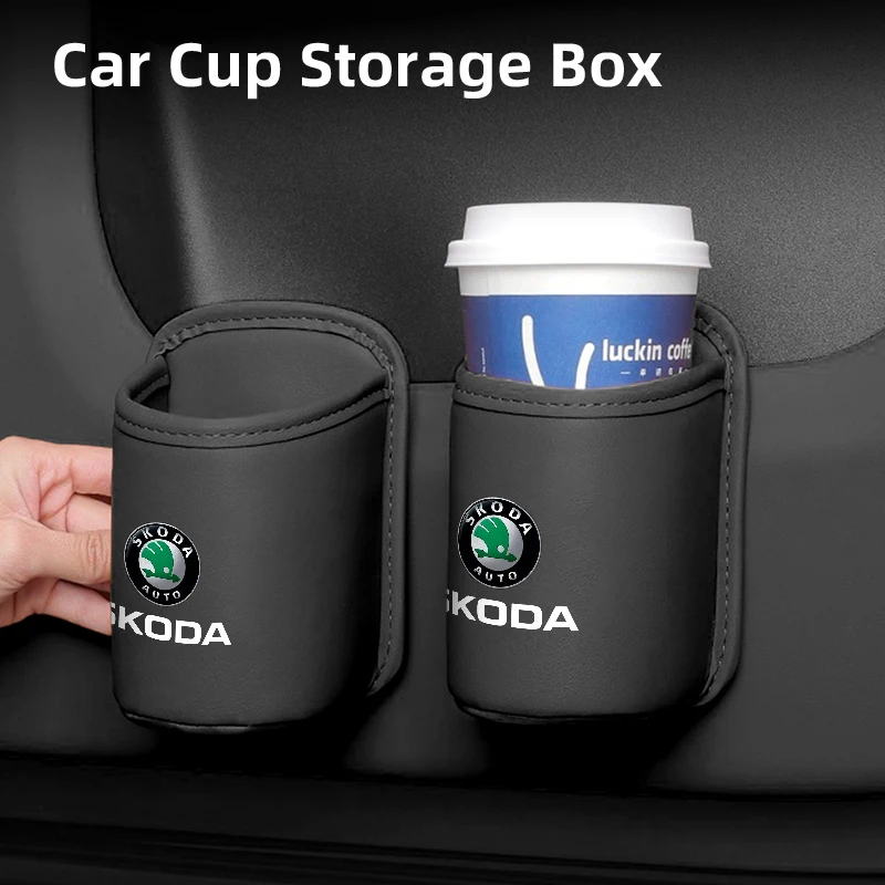 

Car Seatback Water Cup Box Leather Mug Drinks Storage Bag Accessories For Skoda Octavia Rapid Kodiaq Superb Derivative Karoq Fab
