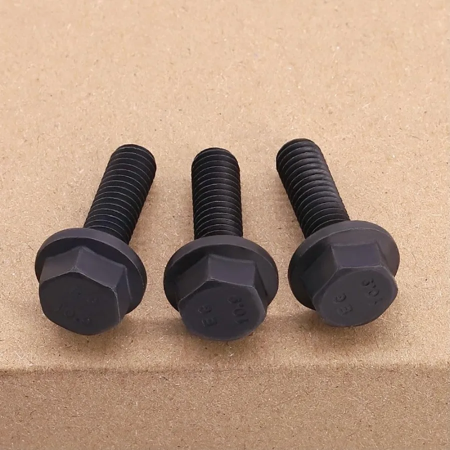 M121.75 x 45mm 6個 フランジ付き六角ボルト ネジ 黒色酸化皮膜仕上げ 10.9級合金鋼 大型フランジワッシャー ボルト DIN6921 GB5789