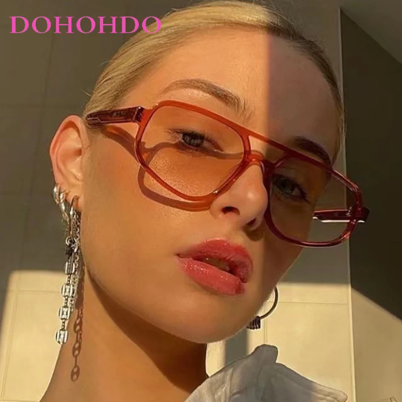 Nowe okulary przeciwsłoneczne Retro z podwójnym mostkiem moda męska proste lekkie Pilot damskie okulary przeciwsłoneczne Ins modne odcienie UV400 Wholesa Eyegals
