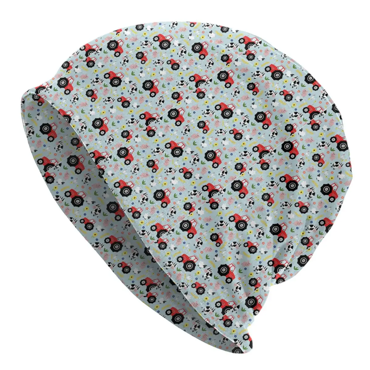 Cute Kids Red Tractor Farm Animal Pattern Men Women Adult Beanies Caps Knitting Bonnet Hat Warm Autumn Winter Skullies Hats