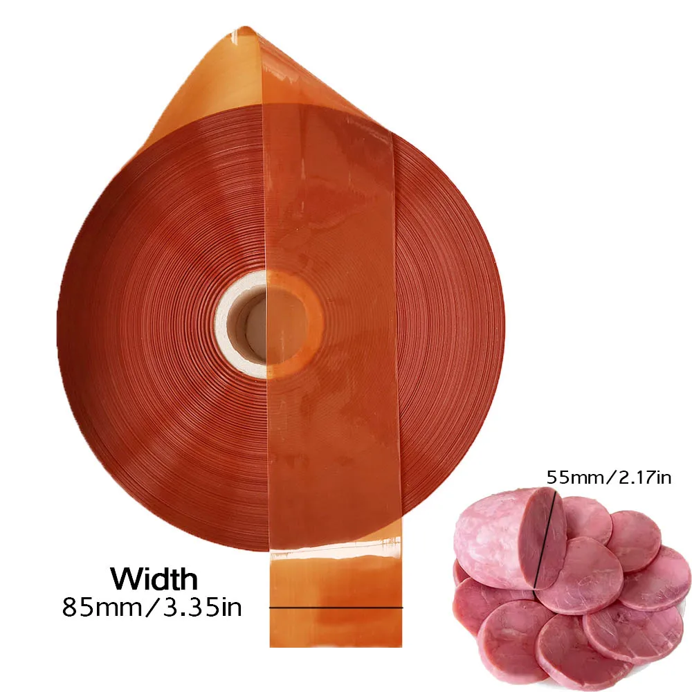 1/3/5/10M Brown Plastic Sausage Casings (85mm Width) For Salami Hot Dog Sausage Enthusiasts Charcuterie Board Kitchen Tools