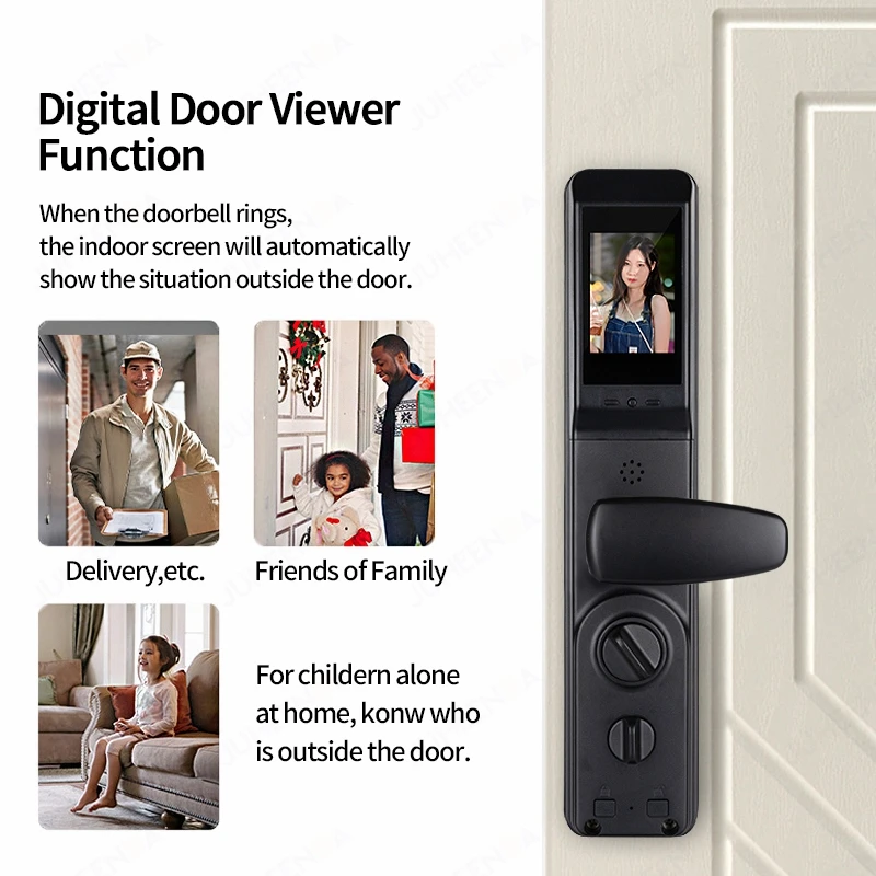 3D Face Recognition Electronic Door Lock Security Camera Monitor Intelligent Fingerprint Password Biometric Smart Tuya Wifi Lock