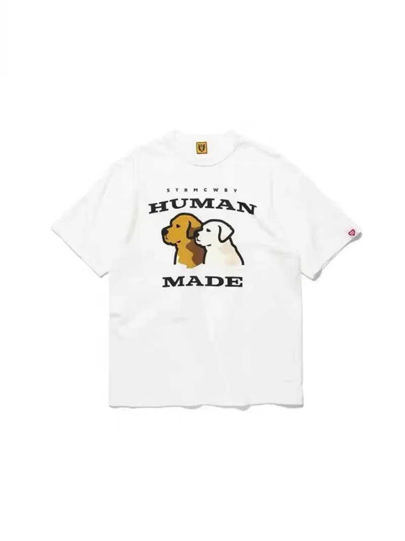 Human Made Style 25AW Dachshund Print Slub Cotton T-Shirt, Casual Tee for Men Women