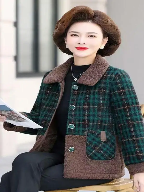 Übergröße Fleece-gefütterter Verdickter Lammfell-Mantel für Damen, Herbst-Winter Neuheit, Warme Schlanke Vielseitige Oberbekleidung