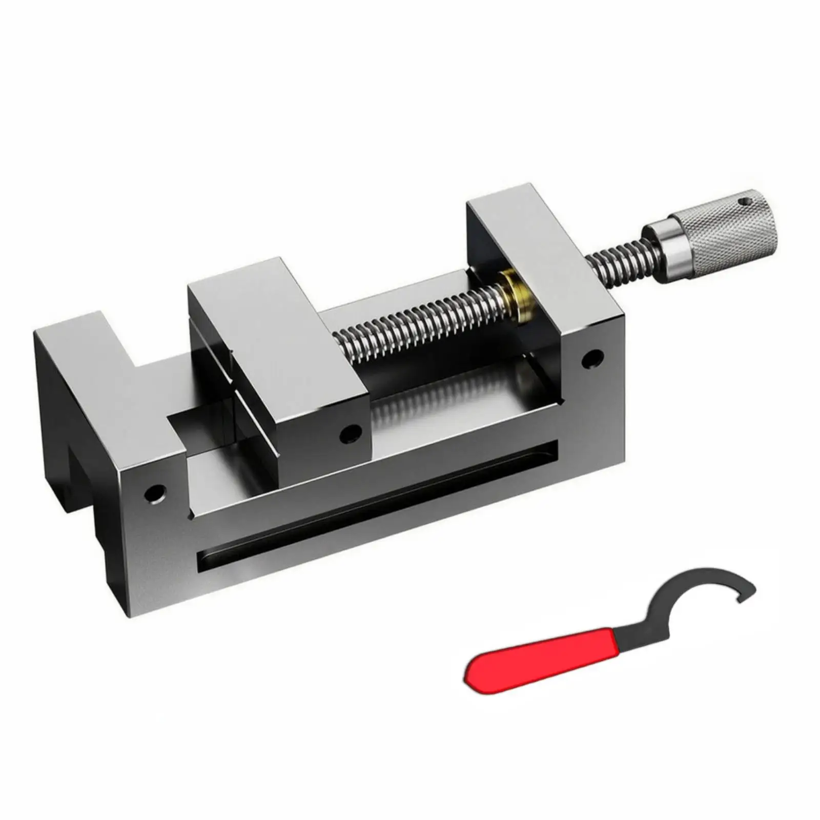 Precision Machine Vise with Deep V Groove and Adjustment Wrench for Secure Workholding Workshop Application