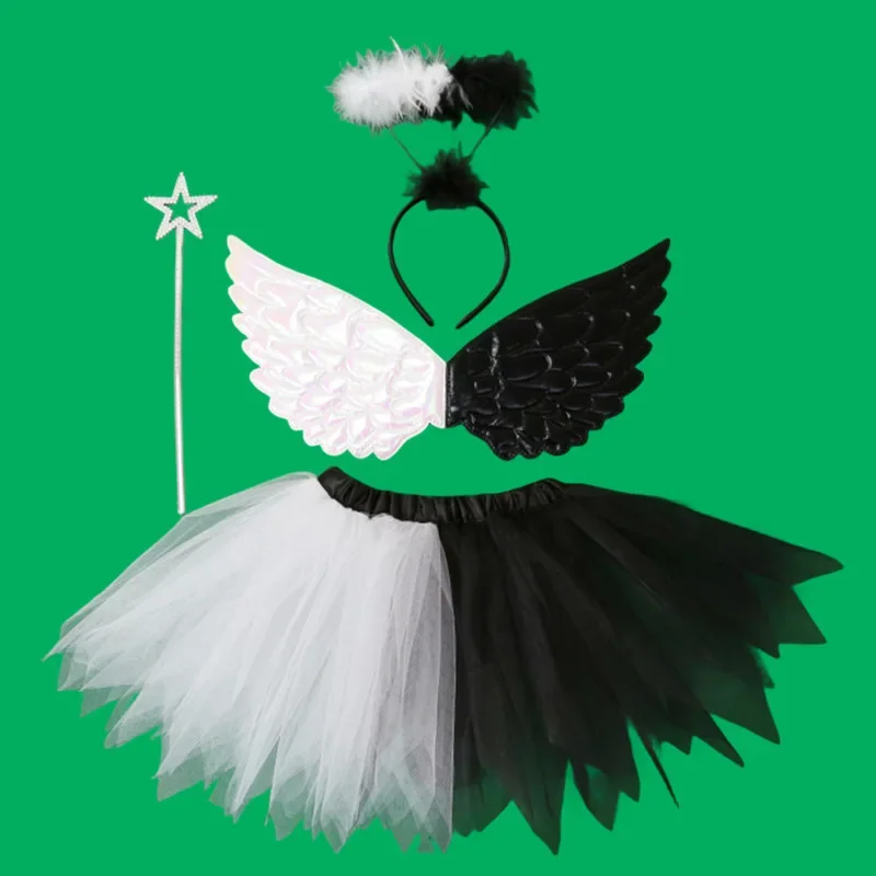 

Хэллоуин enfants ange Halos Bandeaux Angle Aile Tutus Ange Baguettes аксессуар на Рождество Noël Косплей Костюм