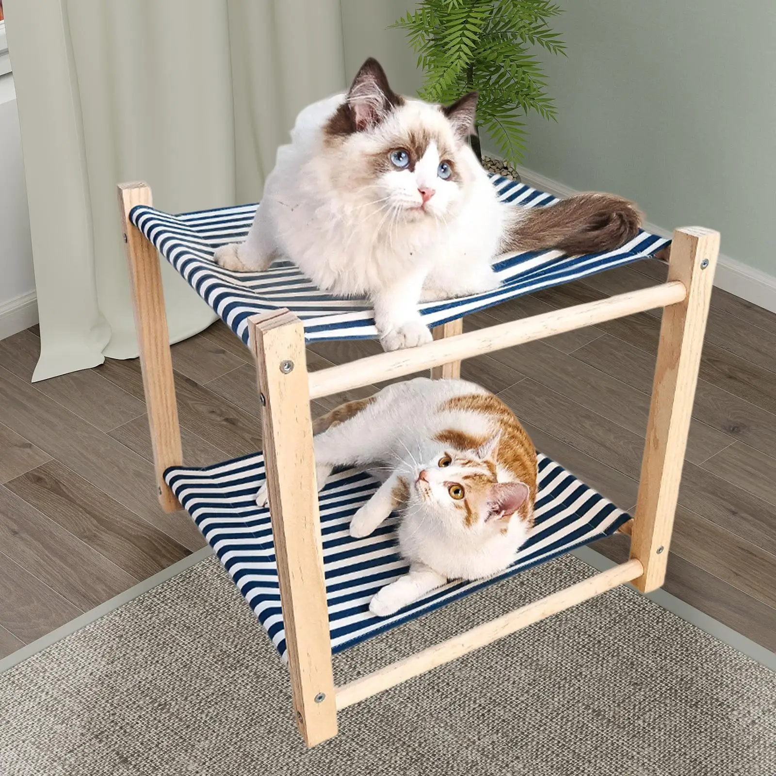 

2 Tier Cat Hammock Bed Cozy Pet Furniture Portable Elevated Cat Bed for Pets Small Pet Rabbit Small Animals Outdoor Indoor Cats