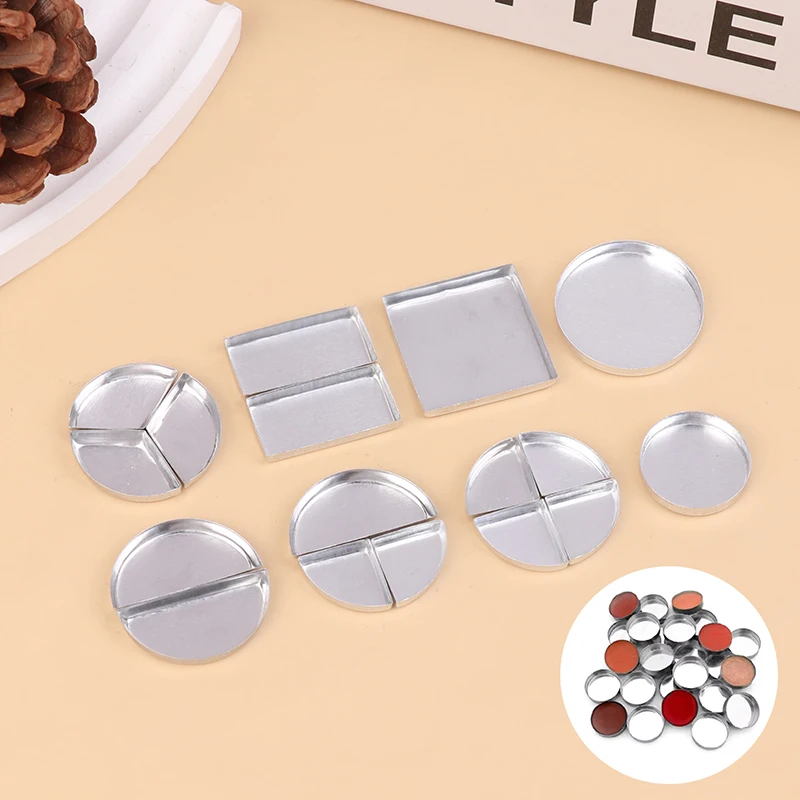 10Pcs Puste metalowe blaszane palety Okrągłe metalowe patelnie Kosmetyczne patelnie do cieni do powiek do palety cieni do powiek Magnetyczna paleta do makijażu