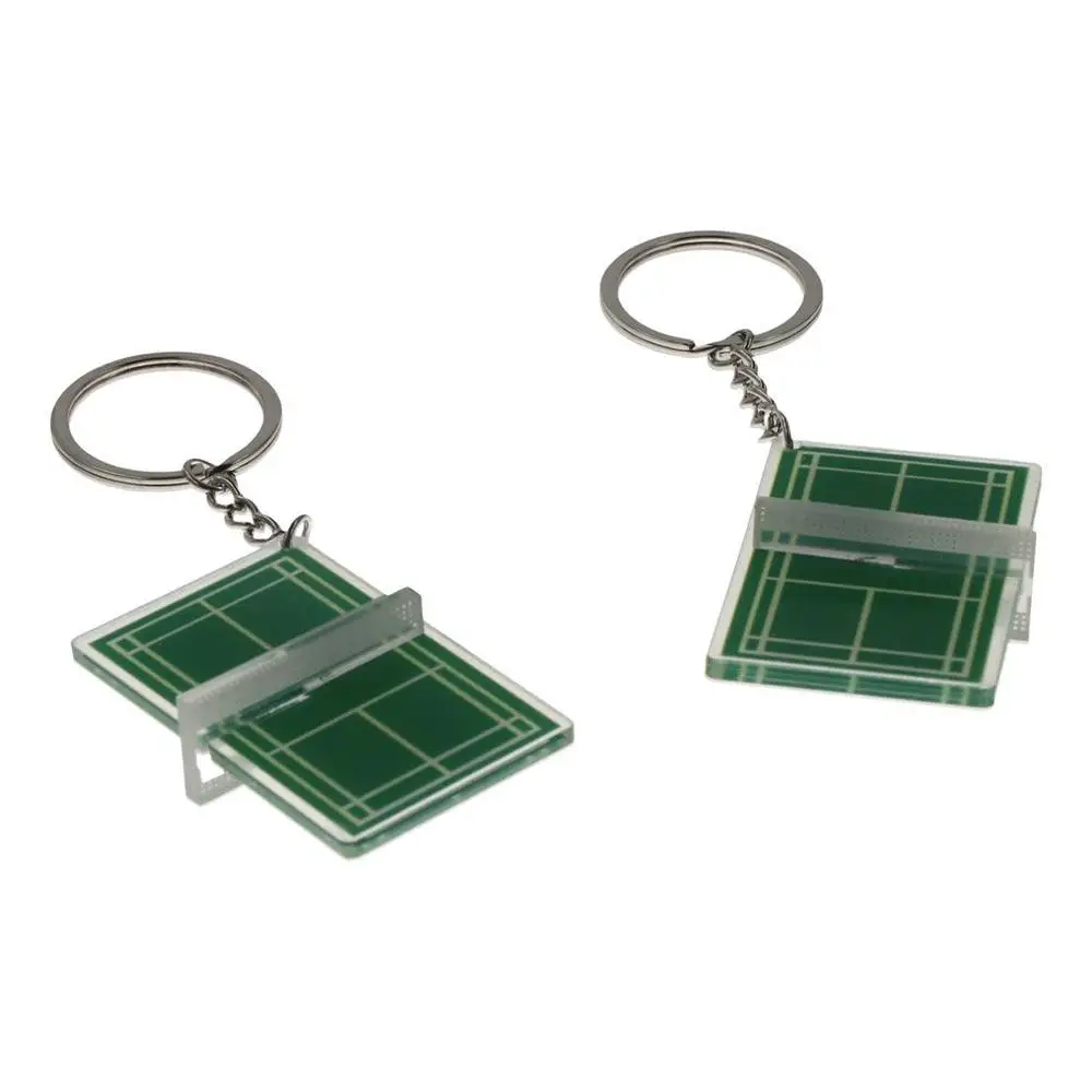 Acrylic Badminton Acrylic Keychain Three-dimensional Mini Badminton Playground Keyring Two-sided Table Tennis