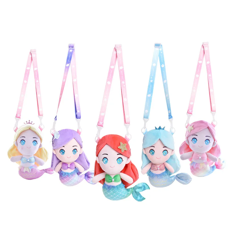 Disney-Sac en peluche de dessin animé pour enfants, sirène, poisson, princesse, petit animal, beurre, mignon, initié, bandoulière, petit changement, cadeau pour enfants