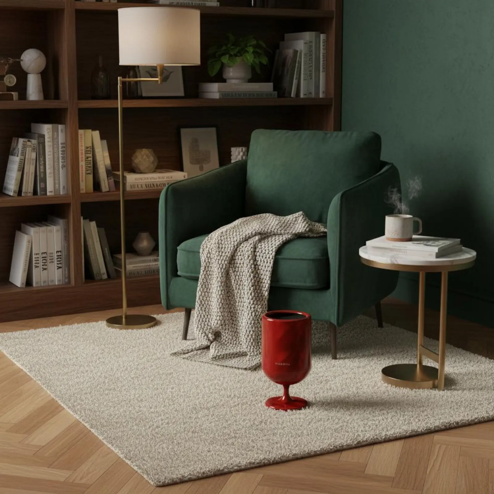 Wine Glass Trash Can No-Bend Design Press Lid Trash Can Stemmed Garbage Bin Odor Control Home Storage Wheels for Living Room