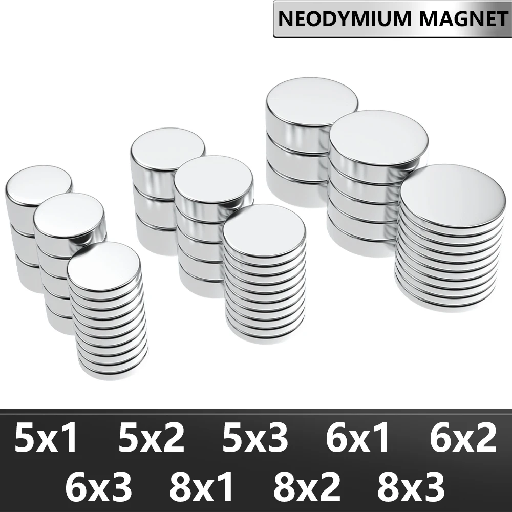 Small Round Neodymium Magnet 5x2,5x3,6x1,6x2,6x3,8x1,8x2,8x3mm Permanent Magnets NdFeB Powerful Magnetic High Performance DIY