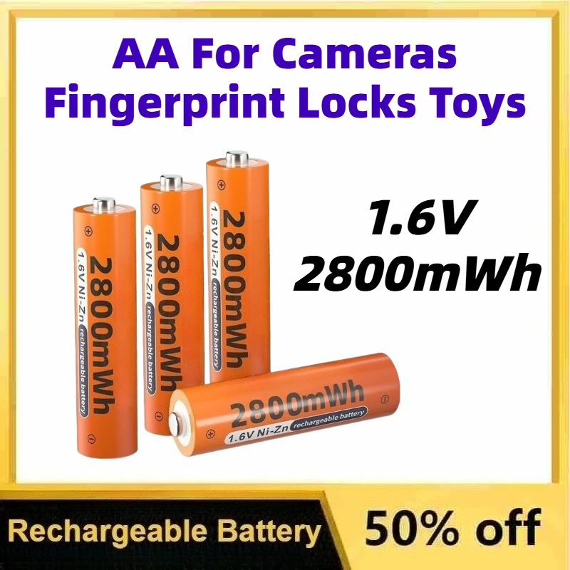 

2800mWh 1.6V Constant Voltage AA Nickel-Zinc Rechargeable Battery for Cameras Fingerprint Locks and Toys Replaceable Batteries