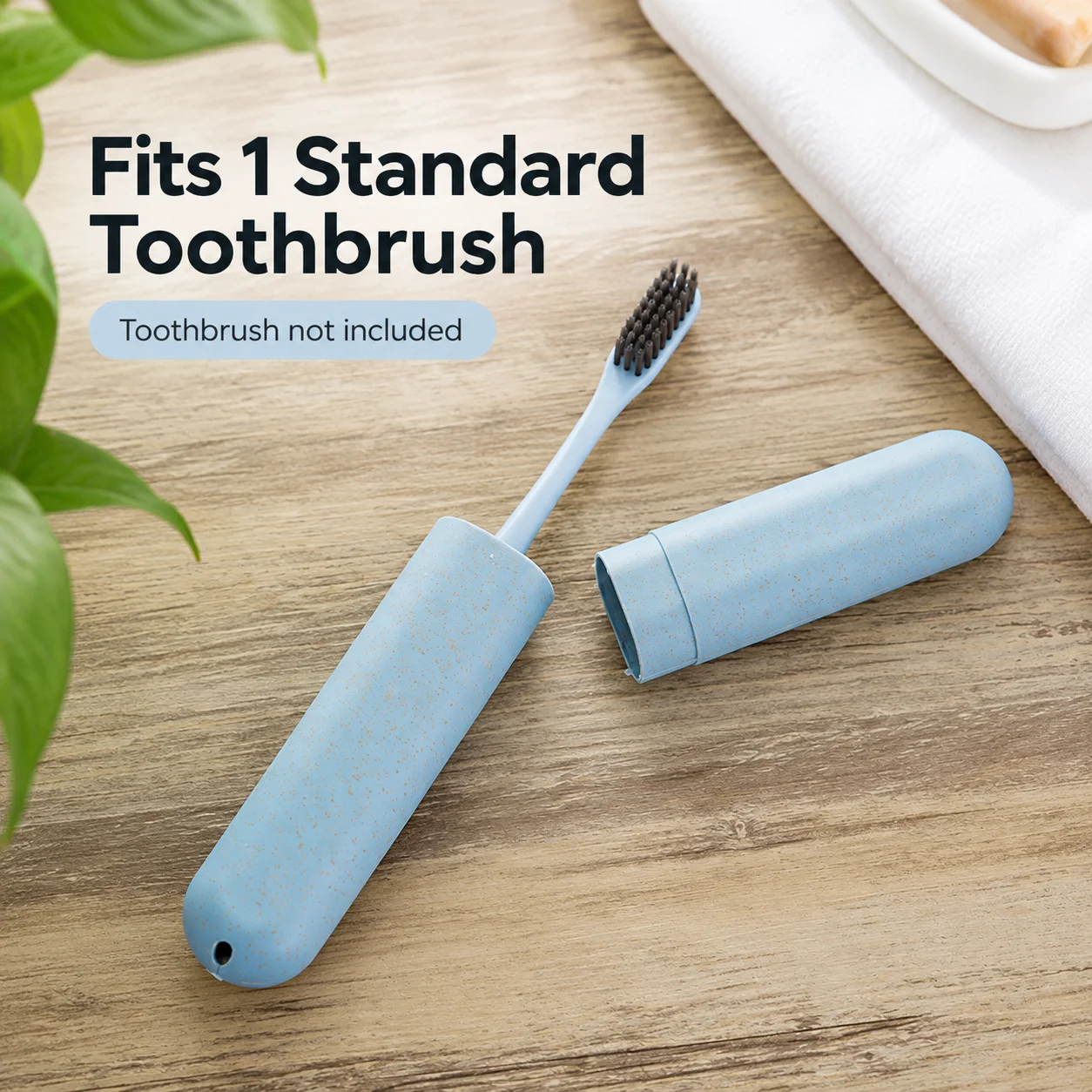 Travel Toothbrush Case Portable Toothbrush Holder Wheat Straw Storage Box With Ventilation Hole For Camping Gym Business Trips