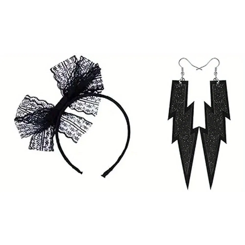 女性のネオンフィンガーレスグローブ,レースのヘッドバンド,ネオンイヤリング,コスチュームアクセサリー,80年代のパーティー,人気のディーバ