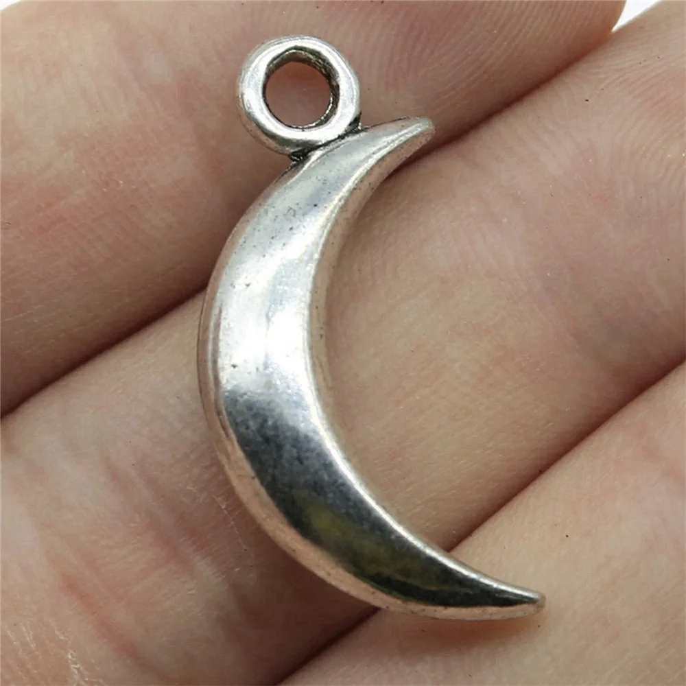 3pcs/lot 31x14mm Moon Charms For Jewelry Making Antique Silver Color 1.22x0.55inch