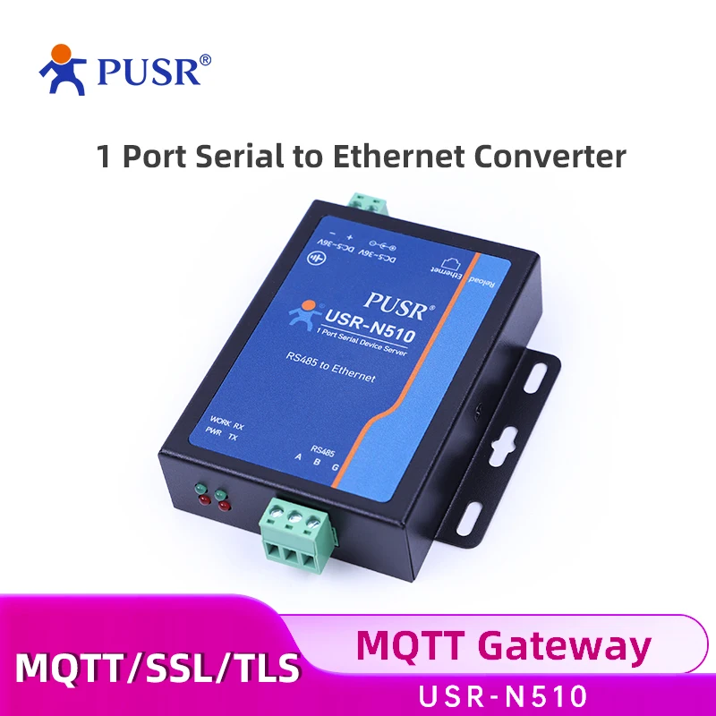 PUSR RS485 to Ethernet Converter Modbus TCP to RTU Gateway MQTT/SSL Serial Device Server 1 Port USR-N510