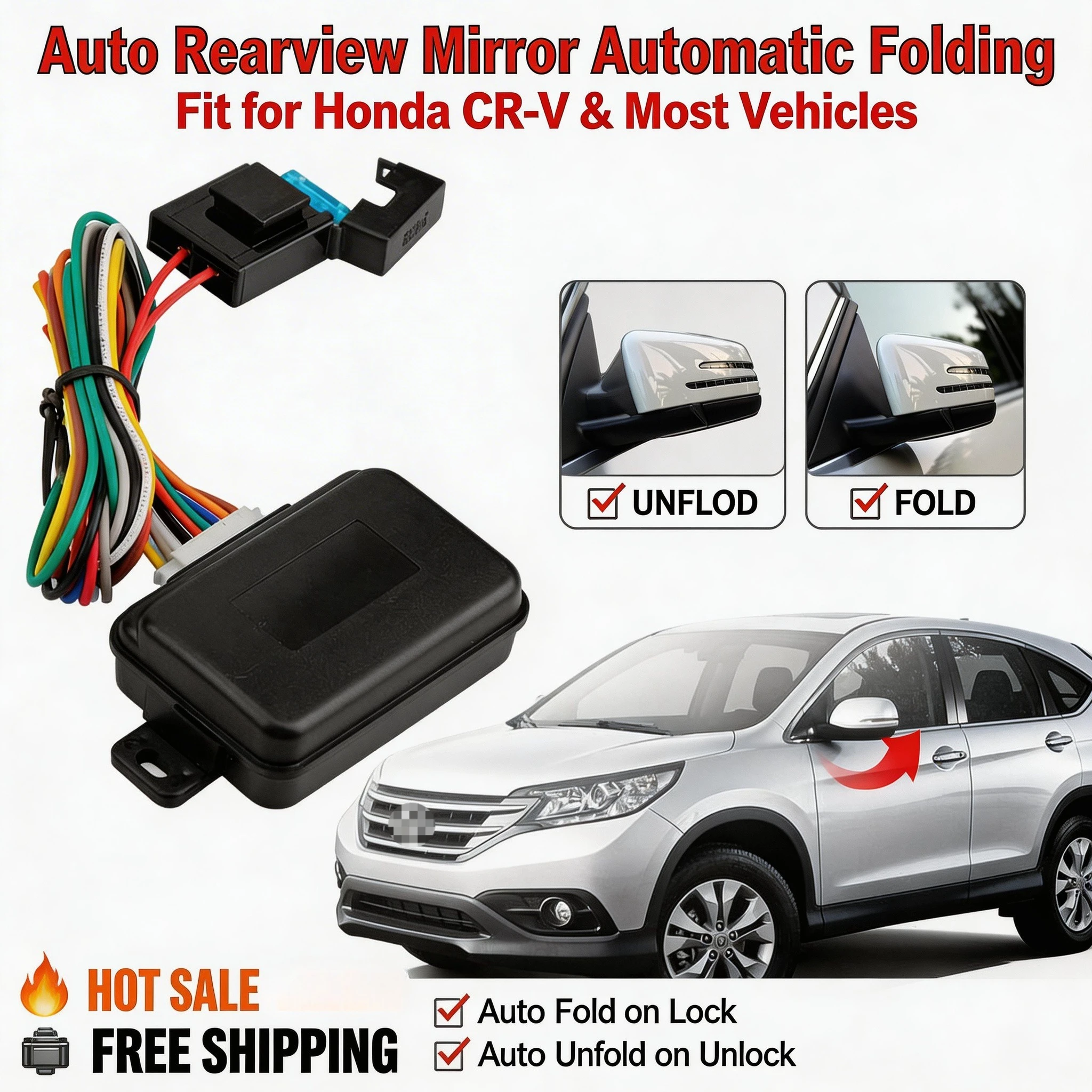 Automotive Smart Side Mirror Folding System Rear View Controller Electric Folding Switch OE Standard Fit for Most Car Models